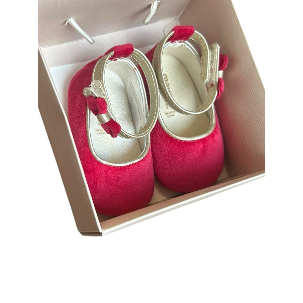 Mayoral Baby Girl Dress Shoes Red With Bows Mary Jane's Crib Shoes New - Picture 3 of 7